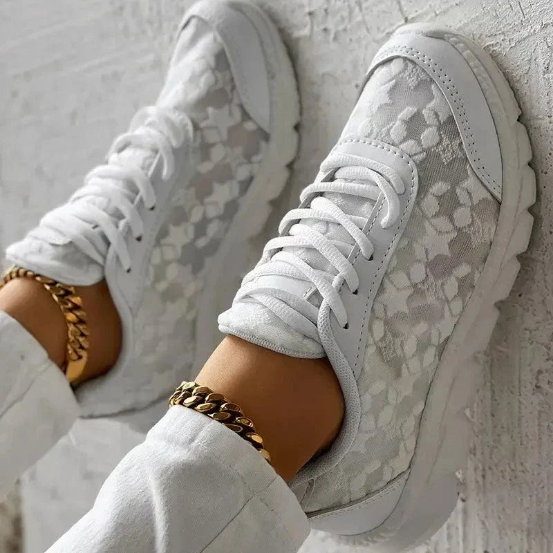 Women's White Mesh Orthopedic Sneakers – Arch Support Comfort Shoes