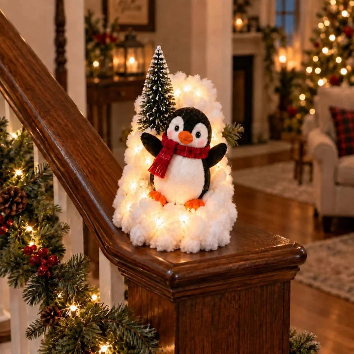 Treppen Girlande Pinguin Mit Kunstschnee