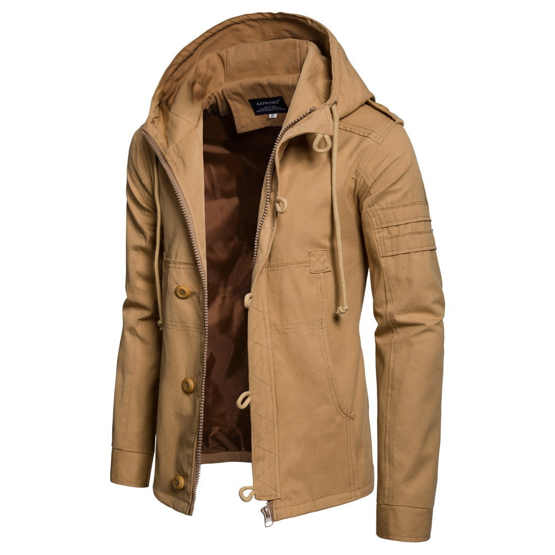 Veste à capuche en toile pour homme avec cordon de serrage et poches