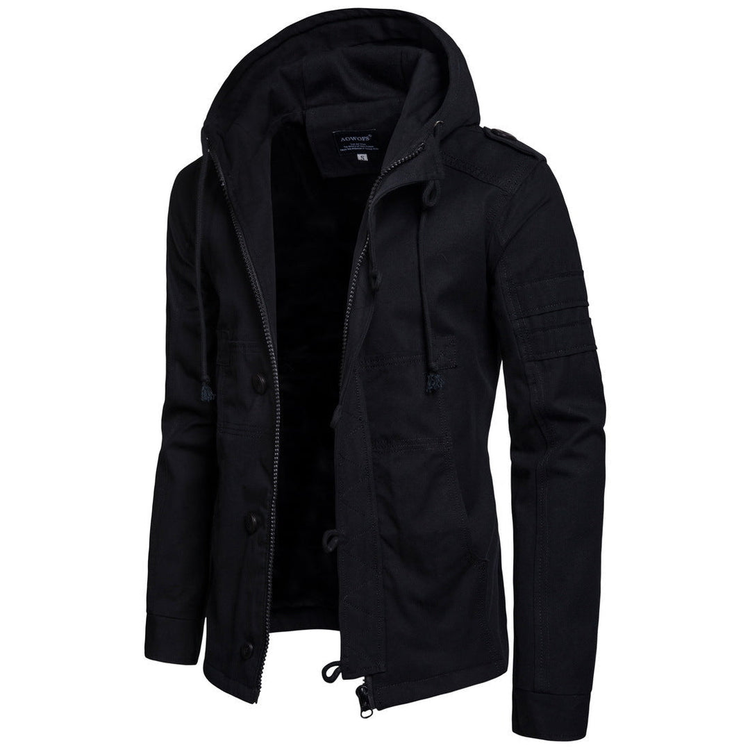 Veste à capuche en toile pour homme avec cordon de serrage et poches