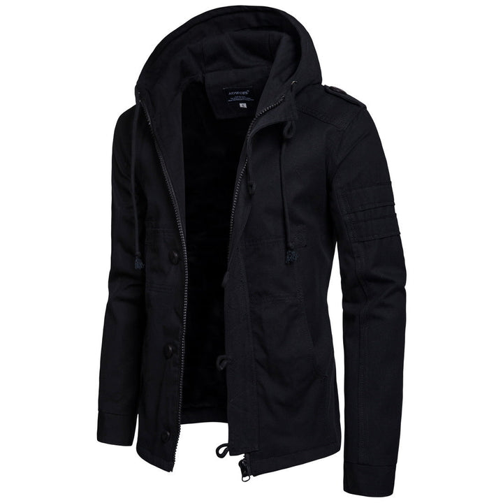 Veste à capuche en toile pour homme avec cordon de serrage et poches