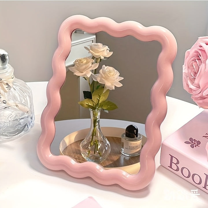 Espejo de maquillaje ondulado HD - Espejo de tocador para pared y mesa