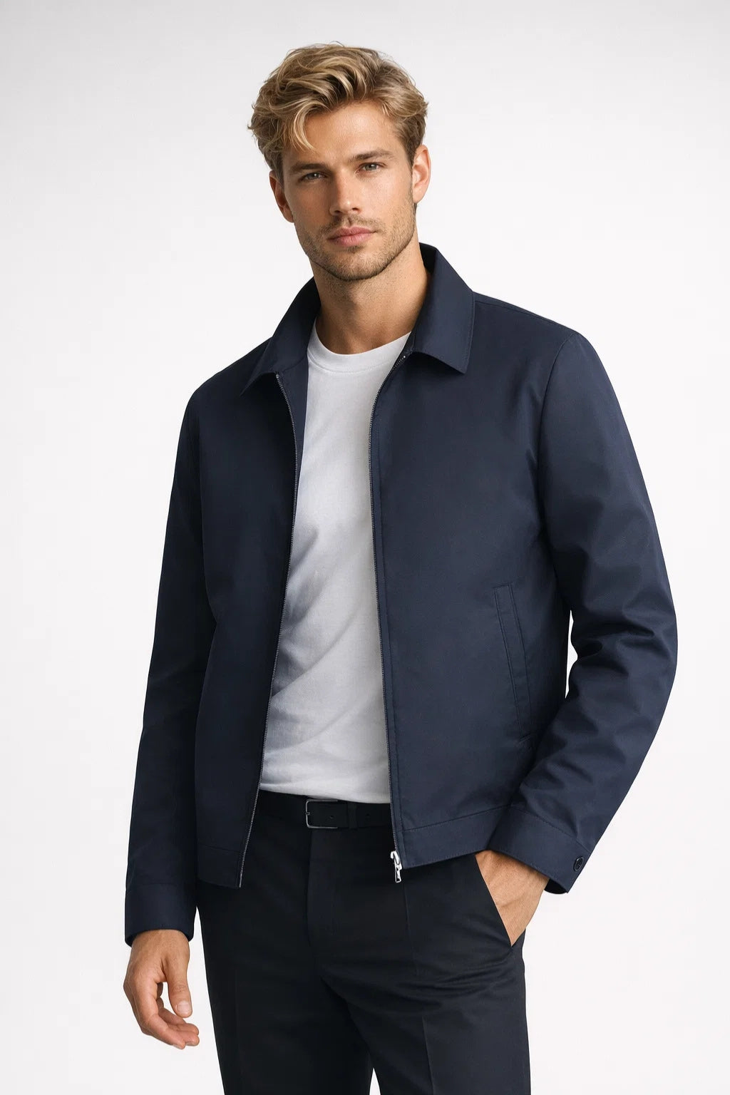 Übergangsjacke Herren Slim Fit Reißverschluss Klassische Kragen Smart Casual zomer