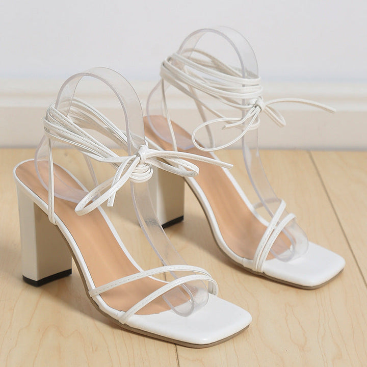 Summer heeled sandals women – Elegant lace-up sandals with block heel
