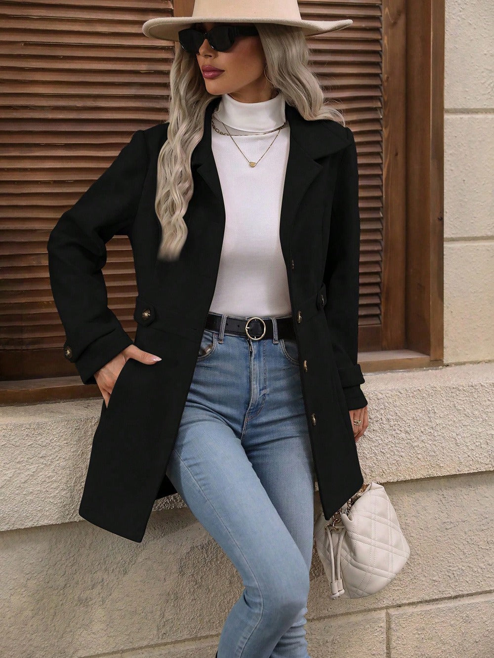 Herbst Damen Trenchcoat Gürtel Tailliert Tussenseizoen