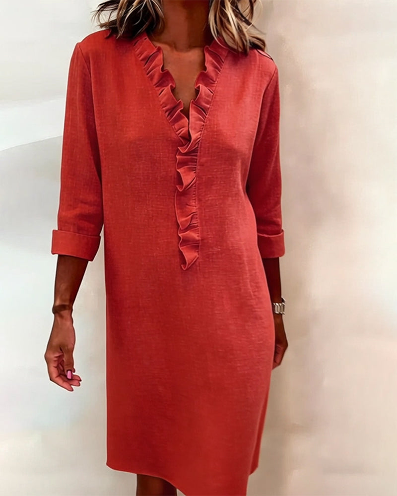 Dorelle Leinen-Volantkleid