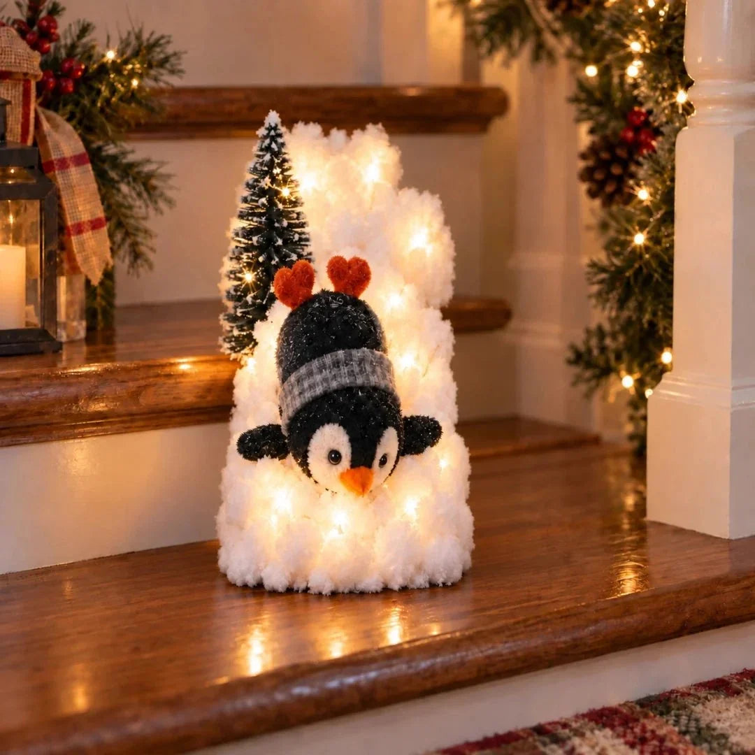 Treppen Girlande Pinguin Mit Kunstschnee