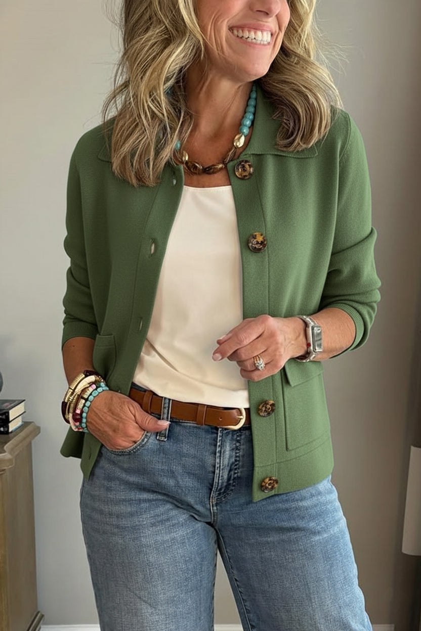 Damen Casual Blazer mit Reverskragen und Taschen