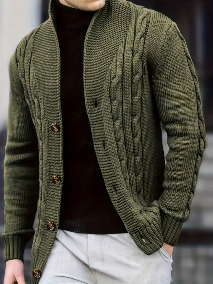 Trevor | Herren Zopfstrick-Cardigan mit Knöpfen