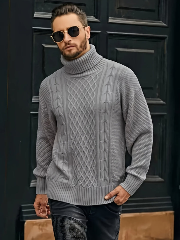 Ambrose | Herren Pullover Zopfmuster mit Rollkragen