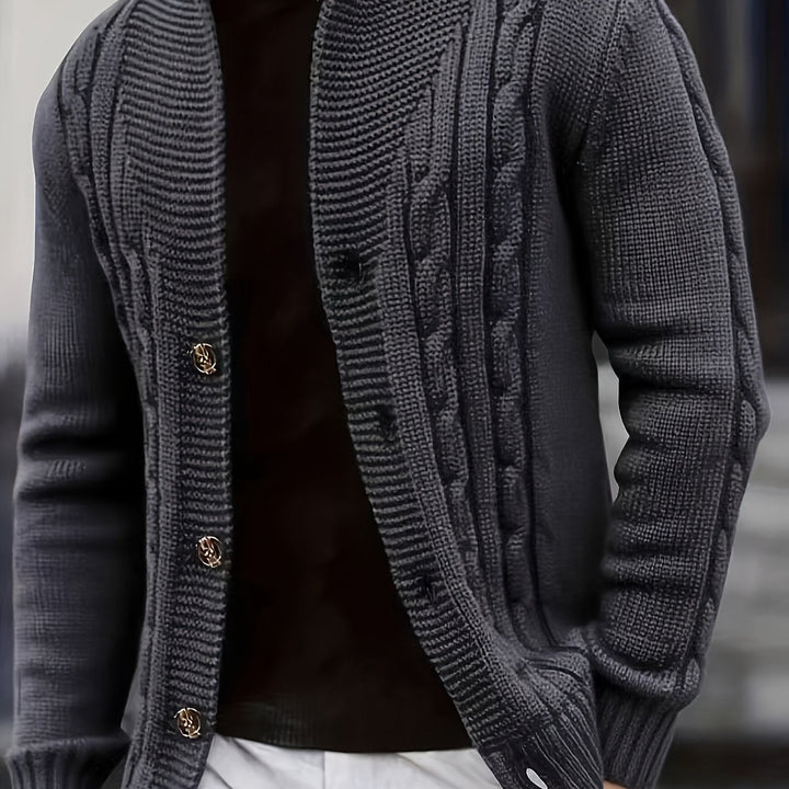 Donovan Herren Kabelstrick-Cardigan mit Knopfleiste