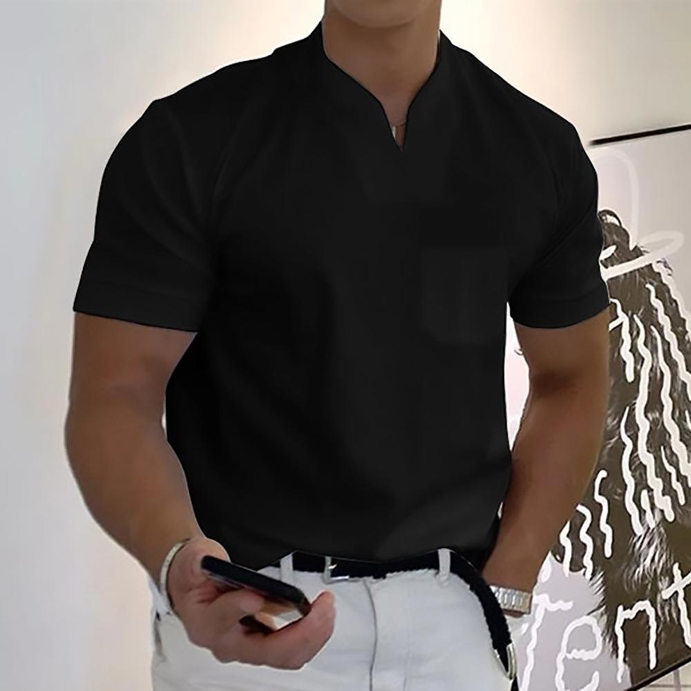 Herren Slim Fit V-Ausschnitt Poloshirt – Lässiges Stylisches Sommer Oberteil