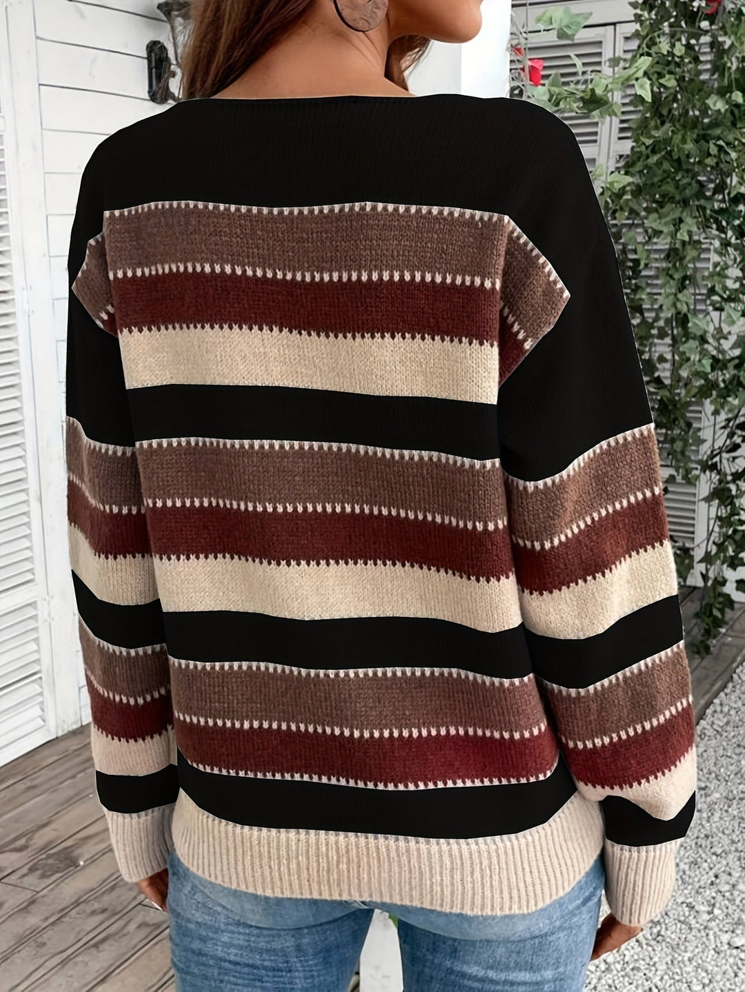 Maren | Damen Pullover gestreift mit Rundhalsausschnitt