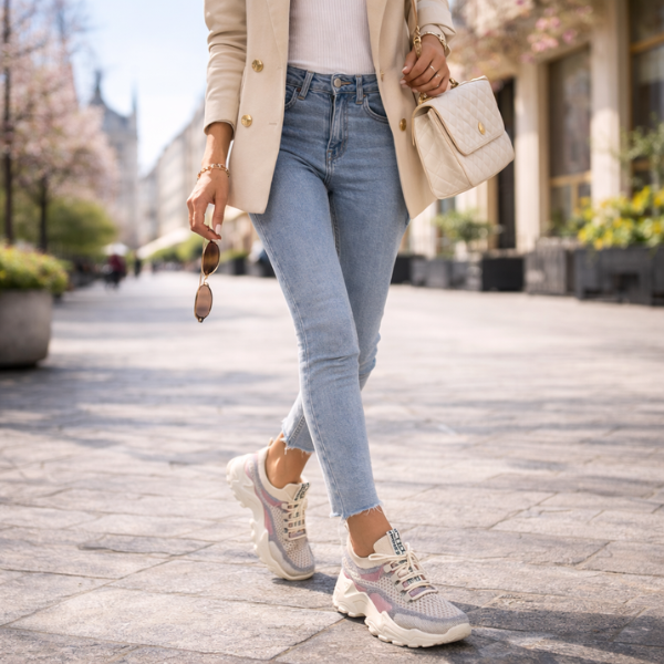 Damen Atmungsaktive Mesh Schnür-Sneaker – Leichte Komfort Walking Schuhe