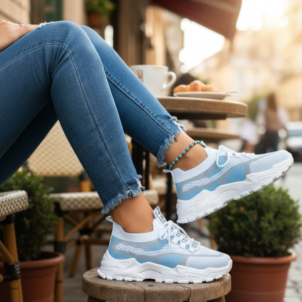 Damen Atmungsaktive Mesh Schnür-Sneaker – Leichte Komfort Walking Schuhe