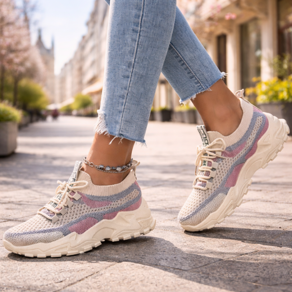 Damen Atmungsaktive Mesh Schnür-Sneaker – Leichte Komfort Walking Schuhe