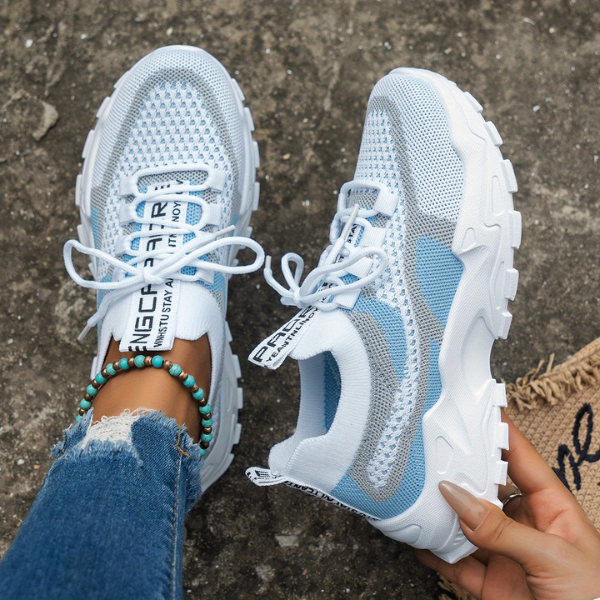 Damen Atmungsaktive Mesh Schnür-Sneaker – Leichte Komfort Walking Schuhe