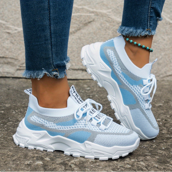 Damen Atmungsaktive Mesh Schnür-Sneaker – Leichte Komfort Walking Schuhe