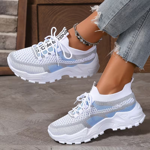 Damen Atmungsaktive Mesh Schnür-Sneaker – Leichte Komfort Walking Schuhe