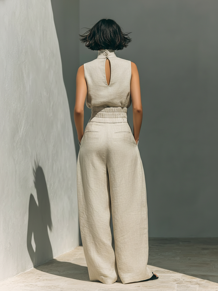 Ärmelloses Damen Set aus Baumwoll-Leinen: Bequem und Stilvoll für den Sommer 1