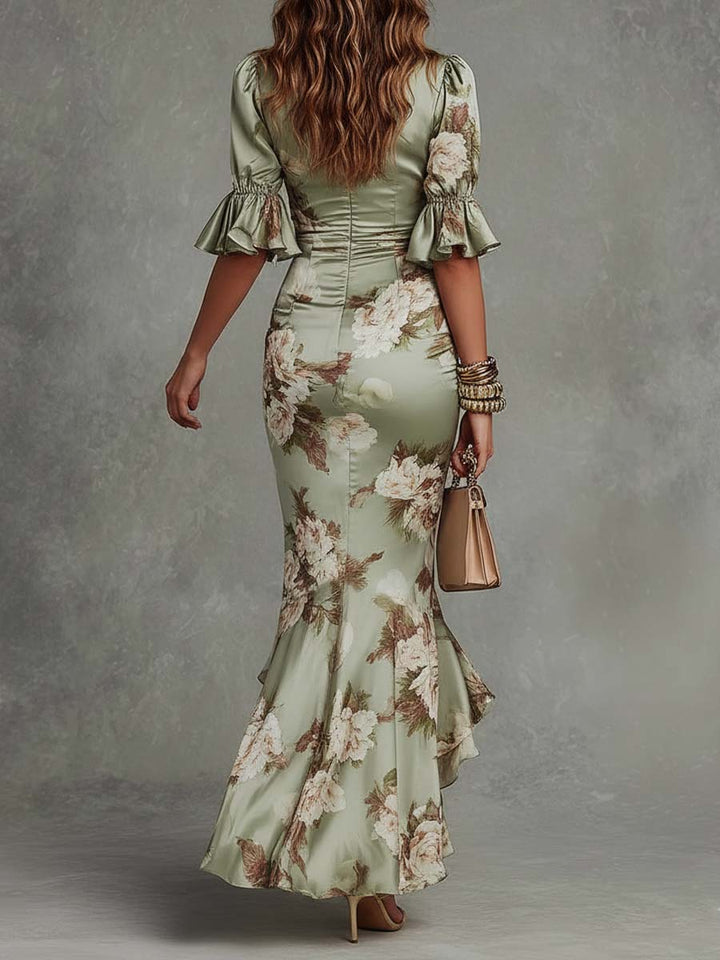 Asymmetrisches Grünes Satinkleid: Feminine Eleganz für Hochzeitsgäste 2