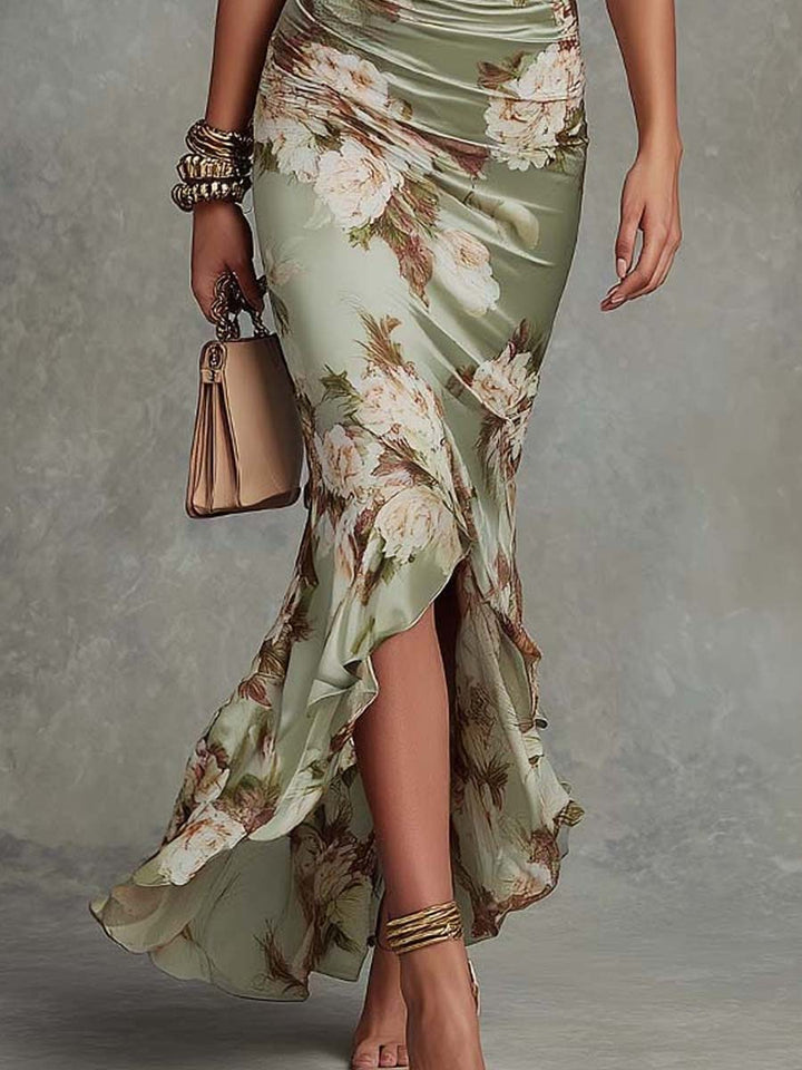 Asymmetrisches Grünes Satinkleid: Feminine Eleganz für Hochzeitsgäste 4