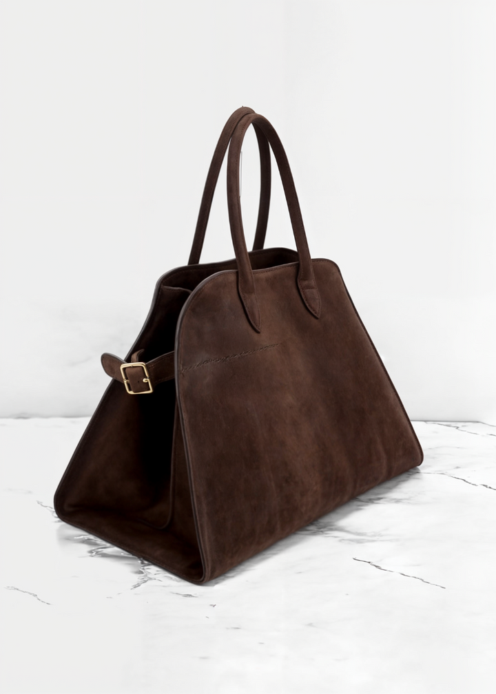 Large Suede Handbag Women – Crossbody Bag Genuine Leather with Zipper