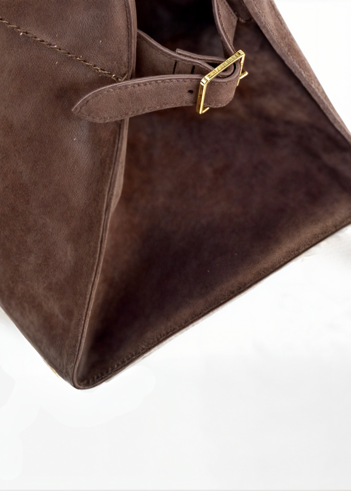 Large Suede Handbag Women – Crossbody Bag Genuine Leather with Zipper