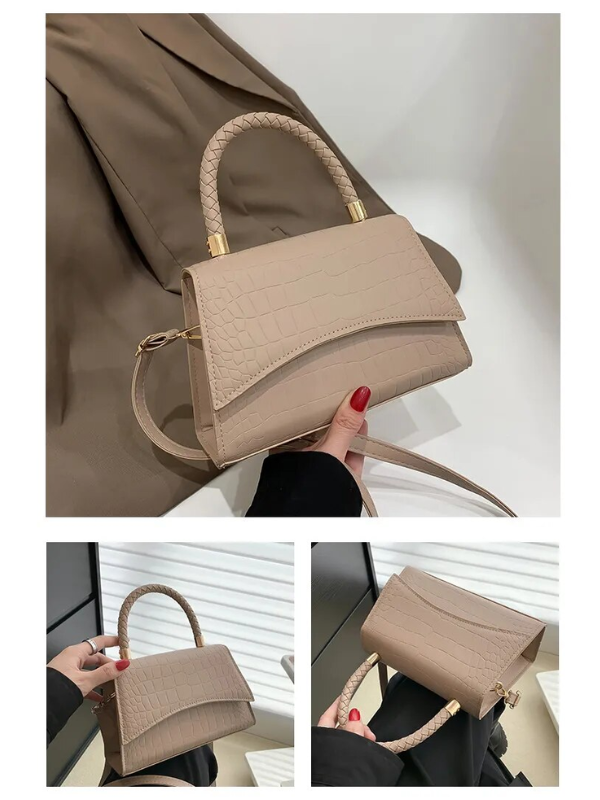 Damen Leder Crossbody Midi Tasche – Elegante Alltags Schultertasche