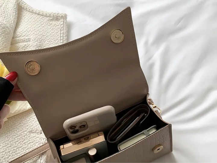 Damen Leder Crossbody Midi Tasche – Elegante Alltags Schultertasche