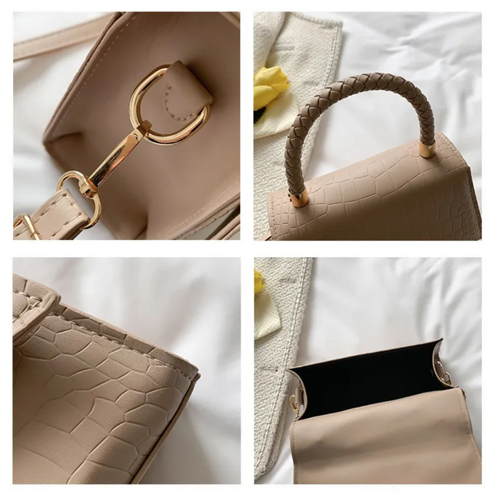 Damen Leder Crossbody Midi Tasche – Elegante Alltags Schultertasche