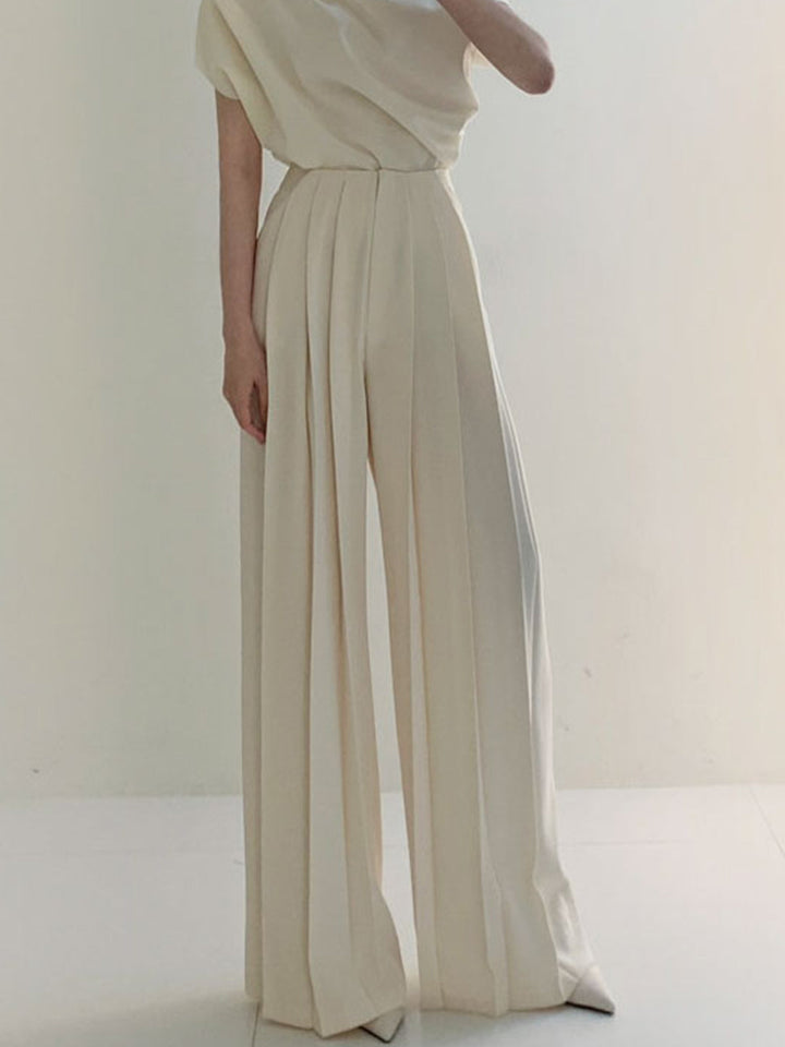 Elegant high-waist pleated pants with wide leg – office & leisure
