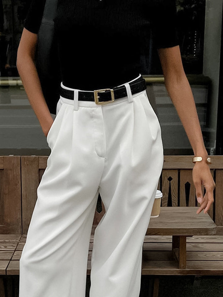 Pantalons larges taille haute pour femmes – Élégants et confortables, sans ceinture