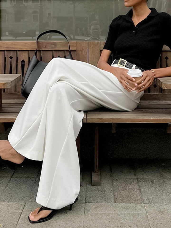 Pantalons larges taille haute pour femmes – Élégants et confortables, sans ceinture
