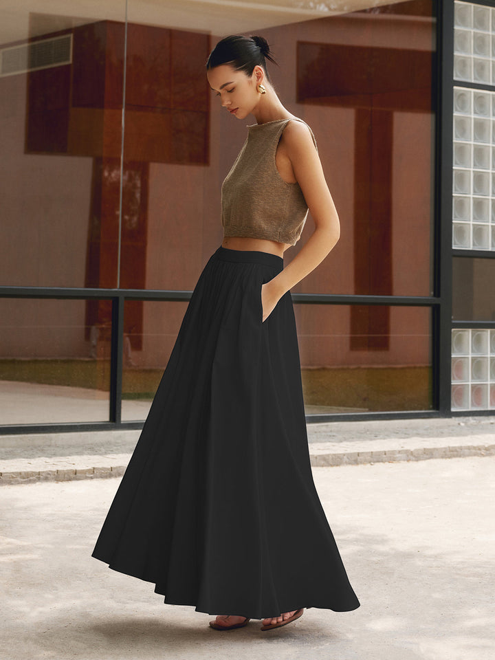 Linen Pleated Skirt Maxi – High-Quality Summer Skirt Made of Linen Blend