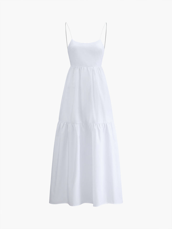 Elegantes Rückenfreies Maxikleid – Ärmellos, Tiefer Ausschnitt