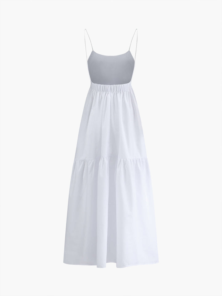 Elegantes Rückenfreies Maxikleid – Ärmellos, Tiefer Ausschnitt
