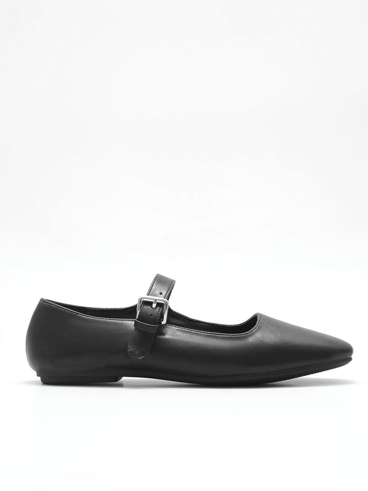 Ballerines pour femmes en cuir vegan avec sangle