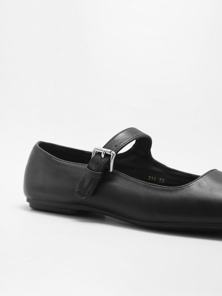 Ballerines pour femmes en cuir vegan avec sangle
