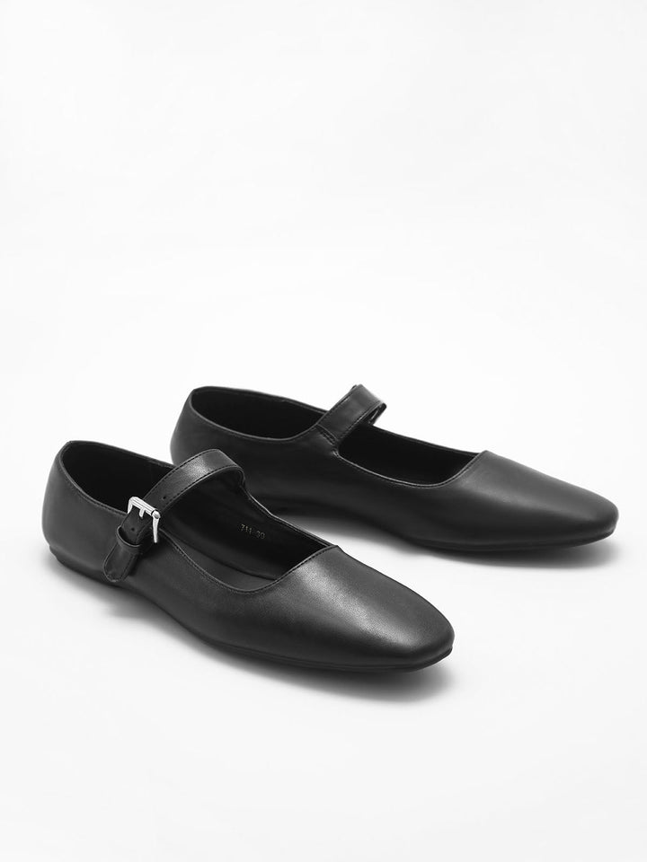 Ballerines pour femmes en cuir vegan avec sangle