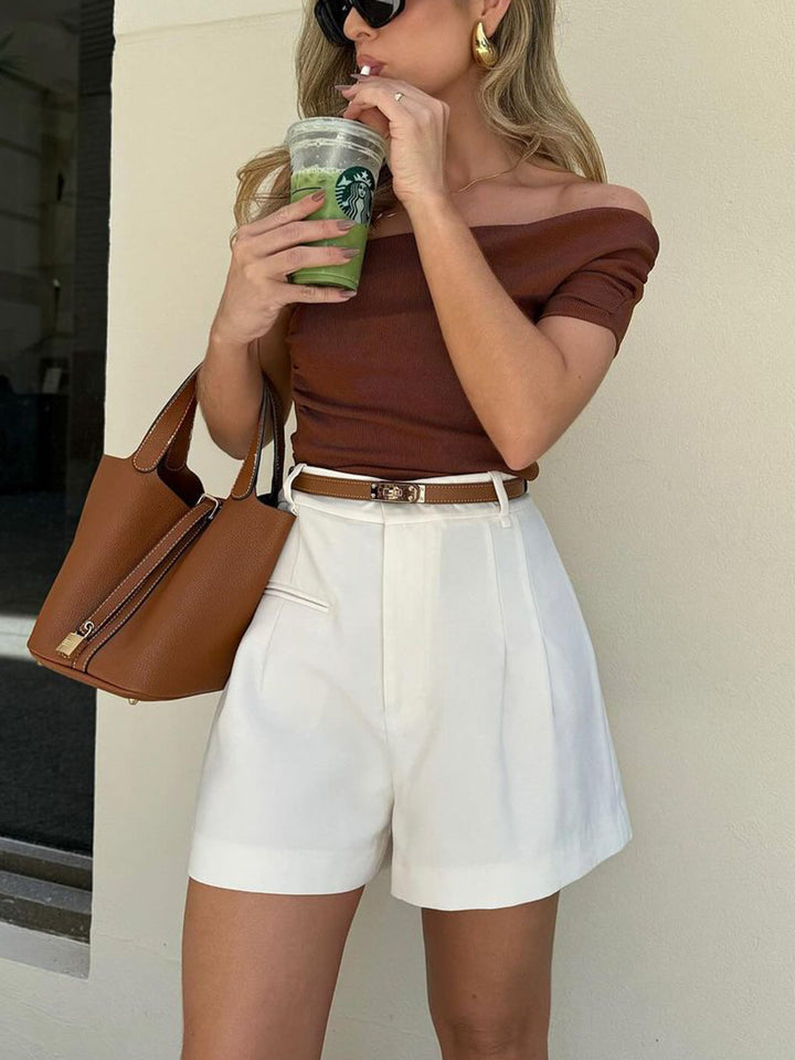 Leichte Mid-Waist Sommer Shorts Damen – Semi-Transparent, Ohne Gürtel