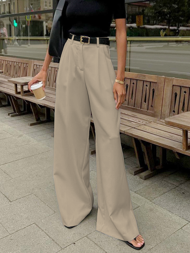 Pantalons larges taille haute pour femmes – Élégants et confortables, sans ceinture