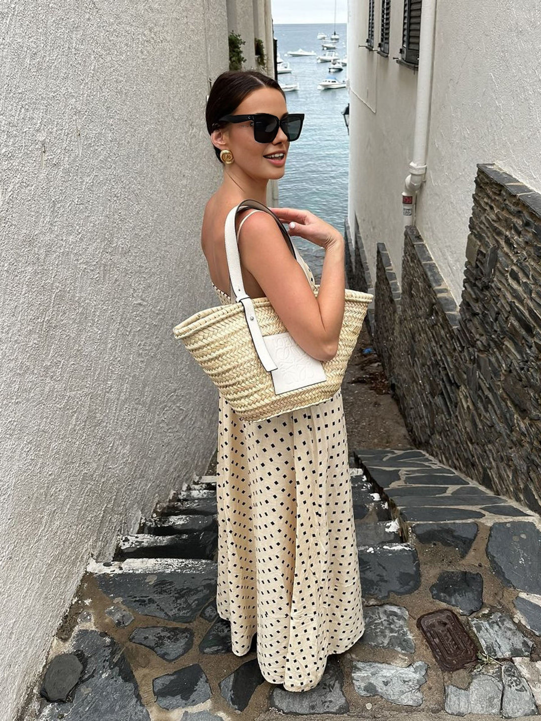 Vestido maxi veraniego con tirantes finos – vestido de flores
