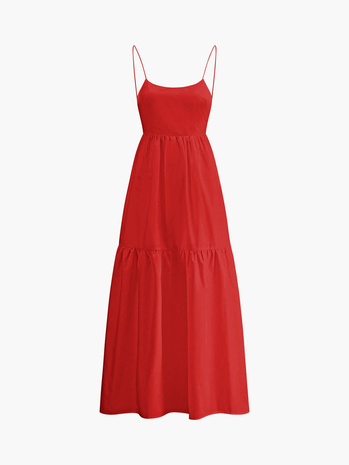 Elegantes Rückenfreies Maxikleid – Ärmellos, Tiefer Ausschnitt