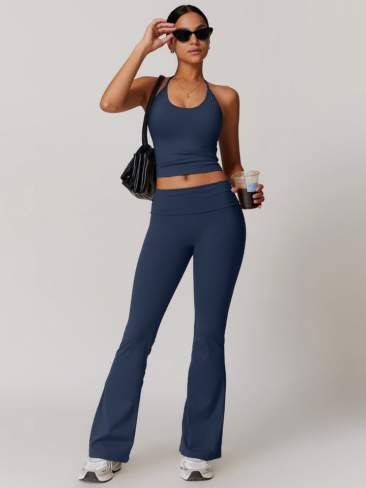 Conjunto deportivo premium con cordones – Leggings elásticos y top corto