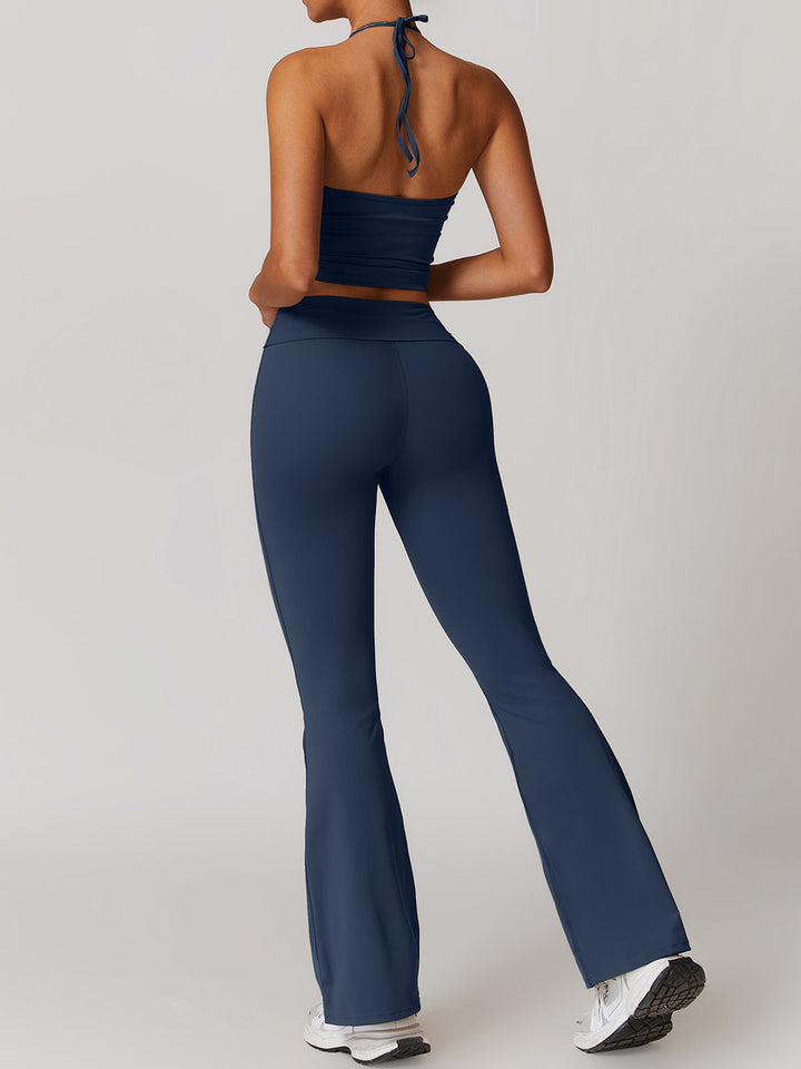 Conjunto deportivo premium con cordones – Leggings elásticos y top corto