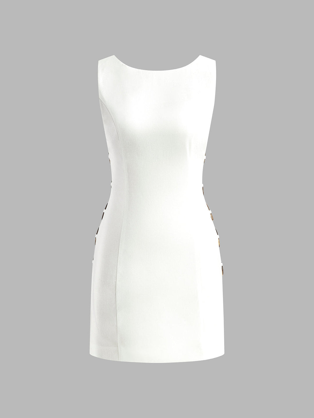 Robe mini à découpes en mélange de lin – Robe d'été sans manches avec anneau en O