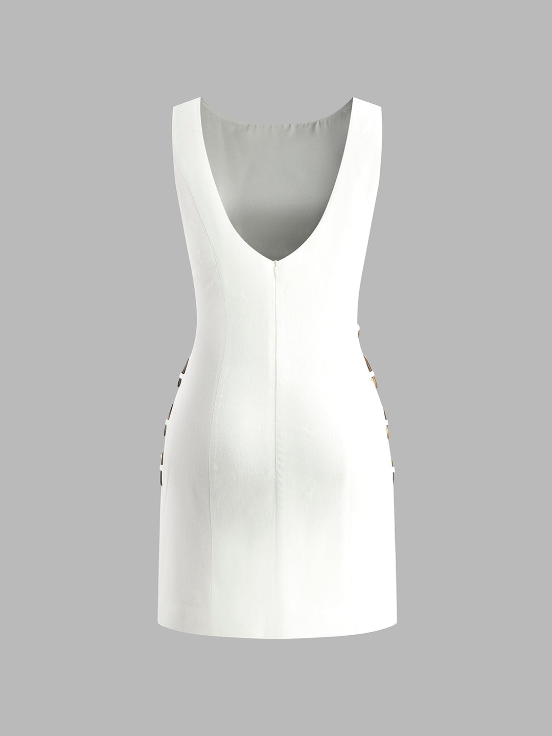 Robe mini à découpes en mélange de lin – Robe d'été sans manches avec anneau en O