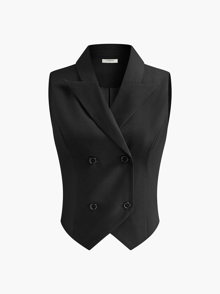 Damen Anzug-Weste & Plissierter Minirock Zweiteiler Set