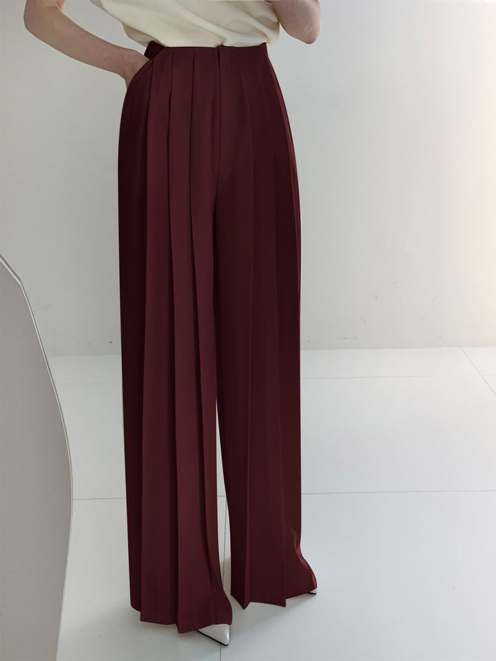 Elegant high-waist pleated pants with wide leg – office & leisure